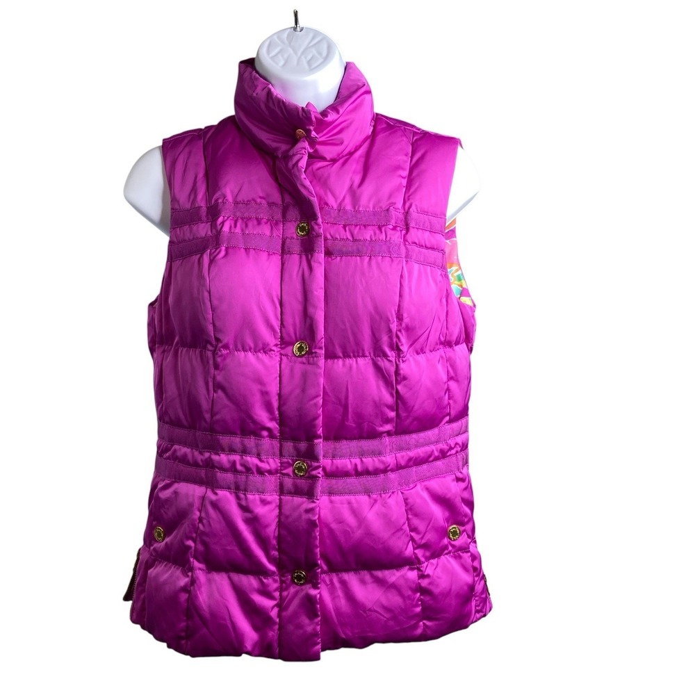 Lilly Pulitzer Women's Pink Quilted Kate Puffer Vest‎ Size XS Preppy Palm Beach